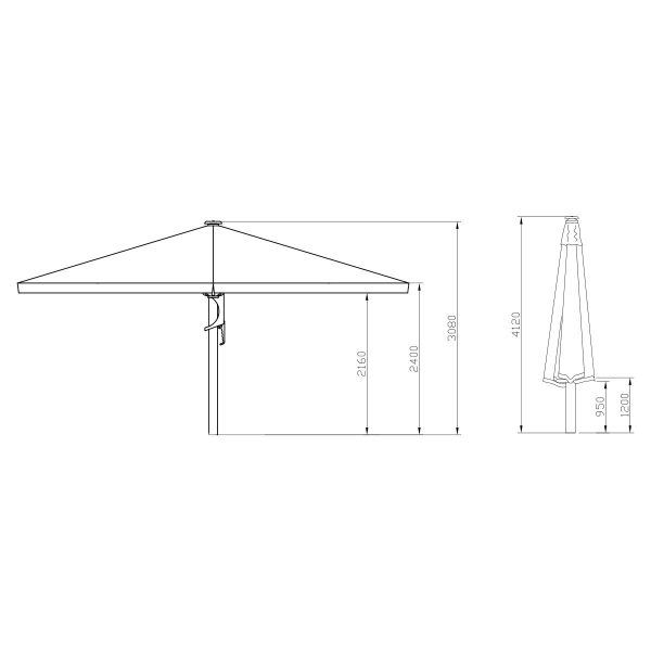 Kæmpeparasol 4x4m polyester u/frise ink varmelampe - Image 2