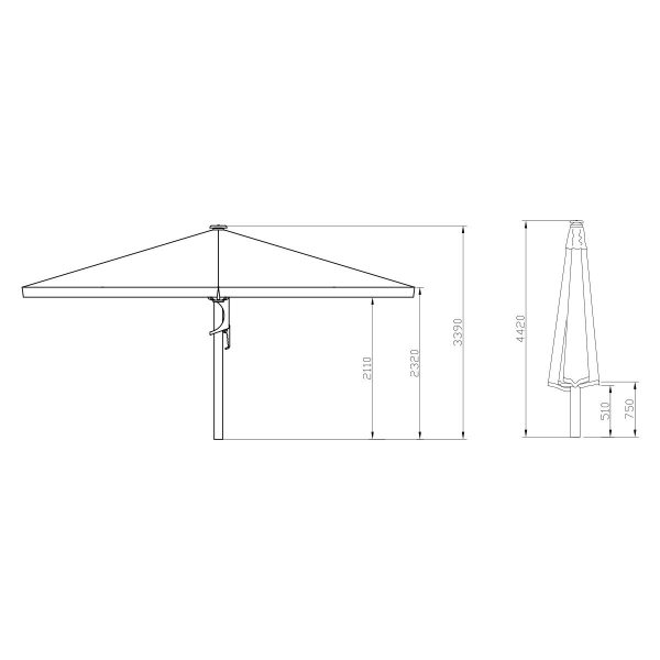 Kæmpeparasol 5x5m polyester u/frisekant - Image 2