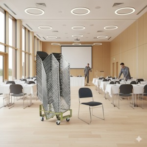 30 Trend Økonomi stabelstole i sort/krom inkl. stolevogn