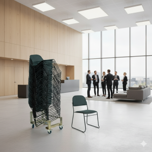 30 Trend Økonomi stabelstole i sort/sort inkl. stolevogn