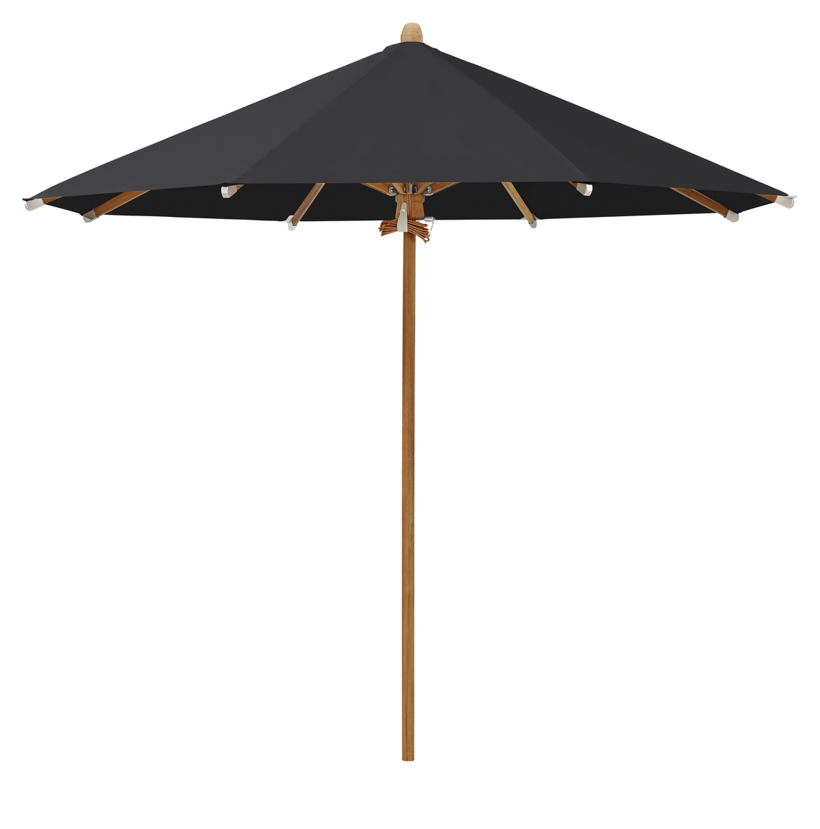 Teakwood Træparasol Ø300cm uden frisekant - Sort