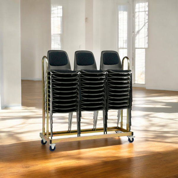 30 Bertram stacking chair w/upholstery in black incl. chair carriage