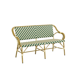 Paris - Cafébænk m. armlæn - Flet - Grøn-beige