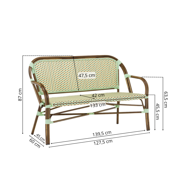 Ellis - Cafe bench with armrests - Braided - Image 2