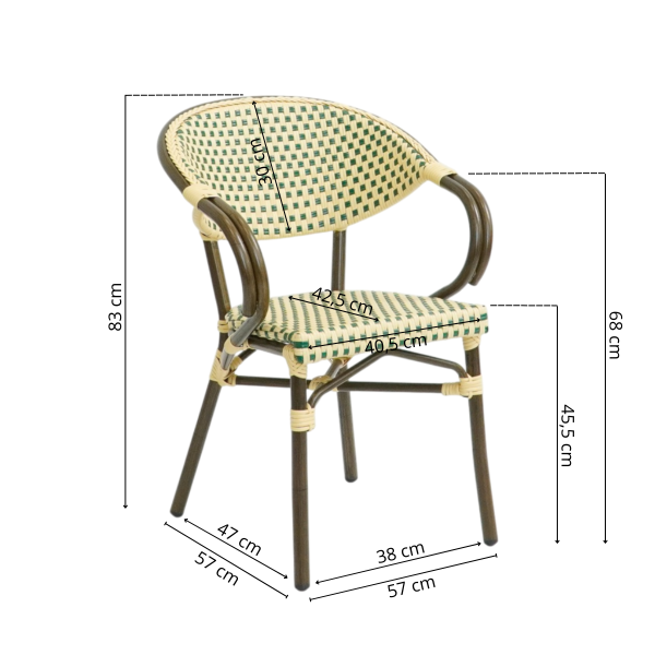 Paris - Caféstol m. armlæn - Flet - Image 2