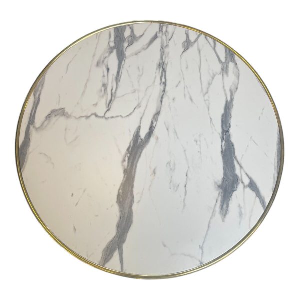 Carrara marmorlook/messing bordplade rund