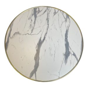 Carrara marmorlook/messing bordplade rund - ø60cm