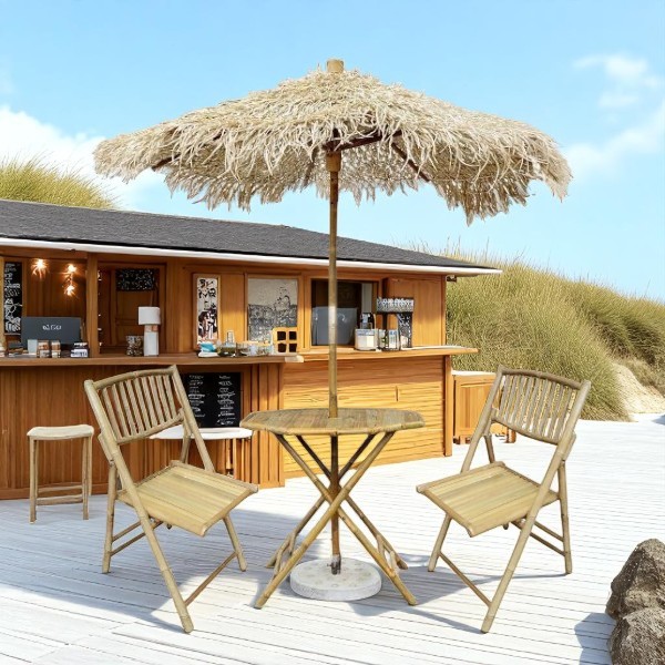 Bambuspakke med parasol og 2 stole