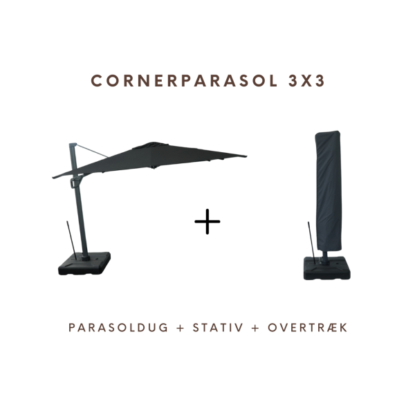 Corner Parasol v.2 3x3m 280gr/m2 Polyester dug - NY - Image 2