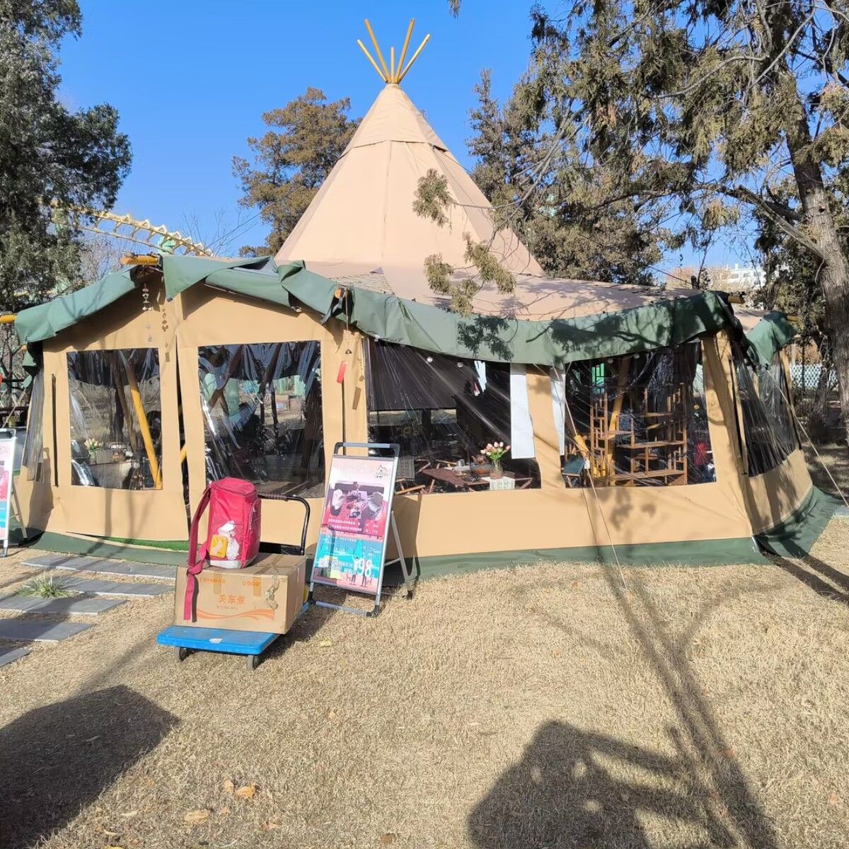 Sider til Teepee Ø10,5m, transperant m/Canvas kant (Sæt af 3 sider)