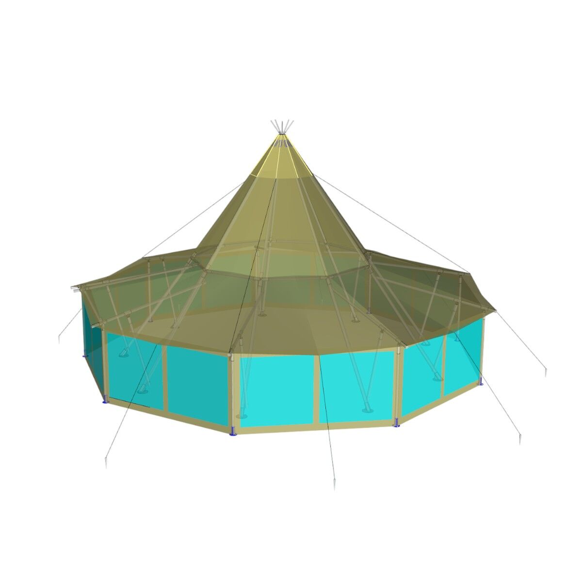Sider til Teepee Ø10,5m, transperant m/PVC kant (Sæt af 3 sider)