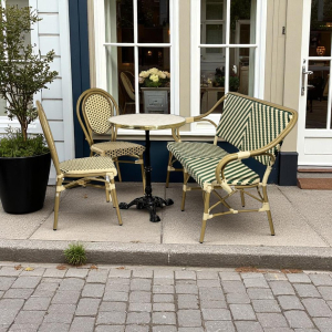 Cafépakke Paris med bænk og 2 stole grøn-beige