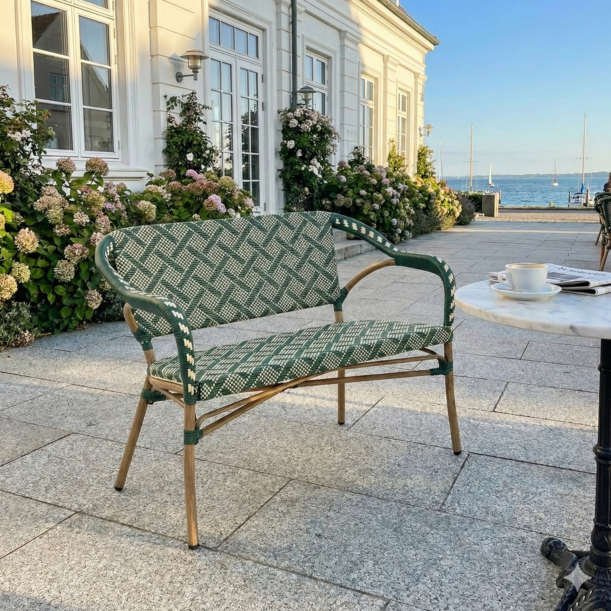 Marseille Cafébænk m. armlæn