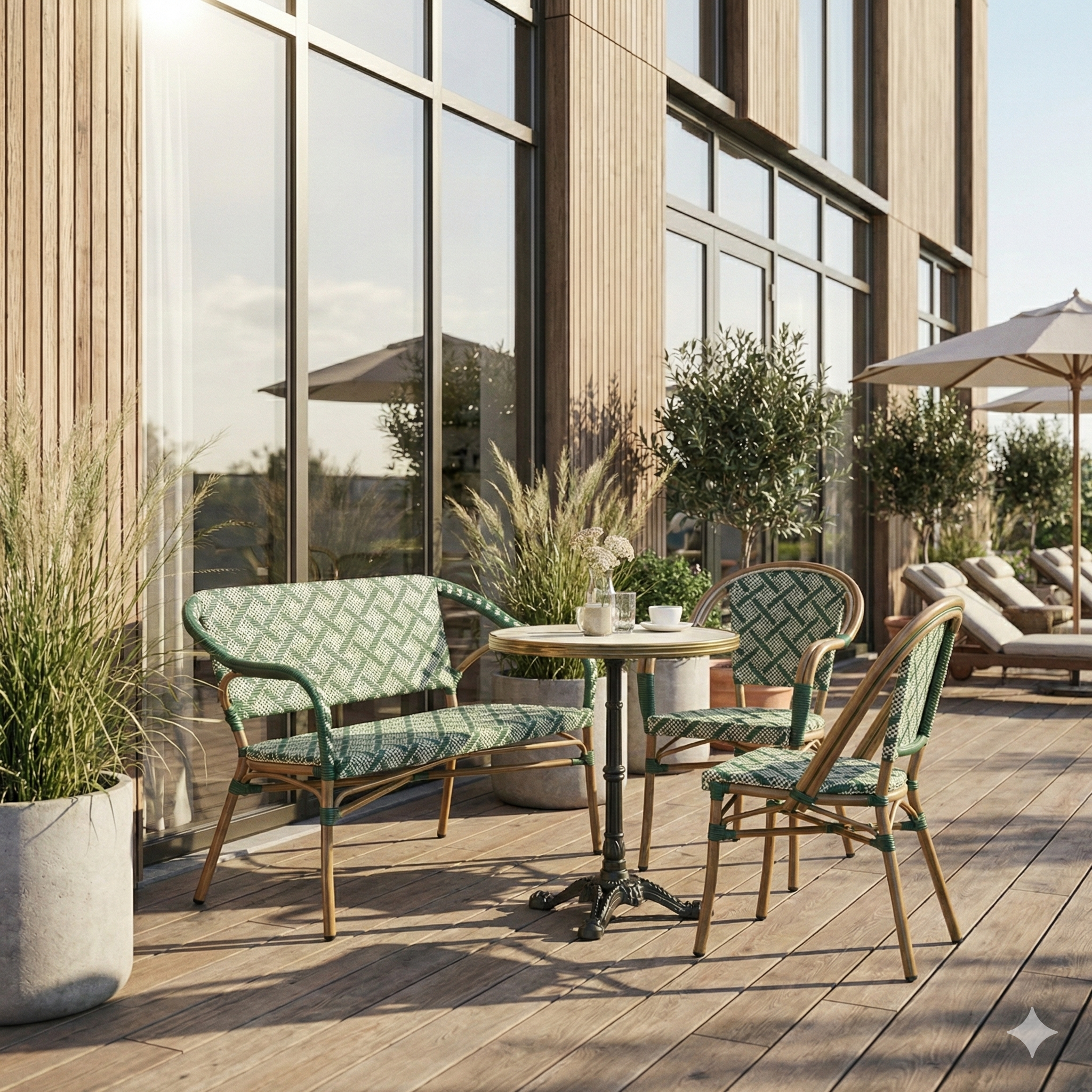 Marseille Cafébænk m. armlæn