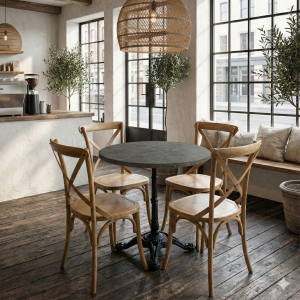 Grå marmorlook bordplade rund