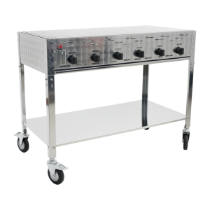 Gasgrill 6 blus m/rist 30-37mb - Komplet stativ med hjul