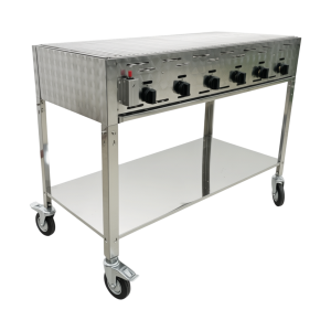 Gasgrill 6 blus m/rist 30-37mb - Komplet stativ med hjul
