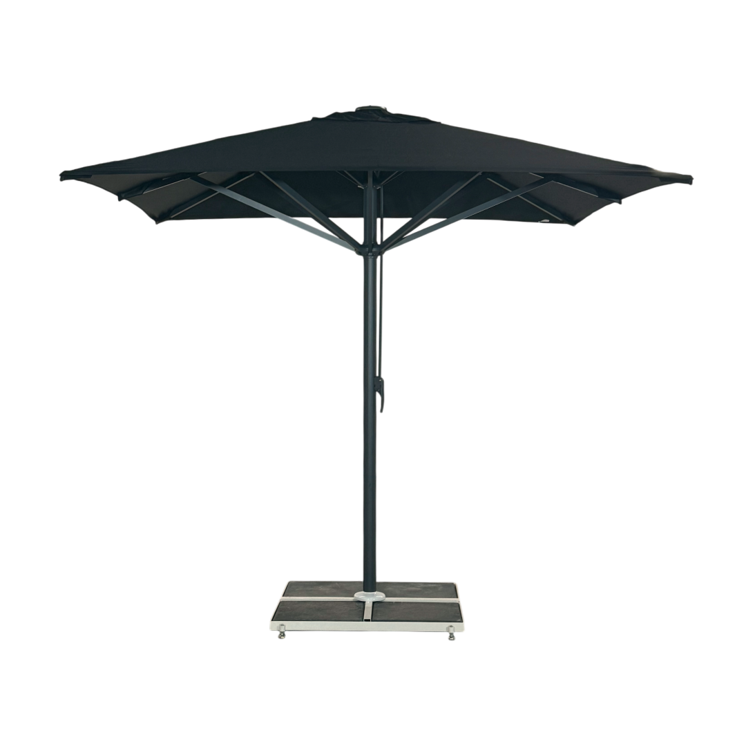 Kæmpeparasol 5x5m komplet u/frise - Gråt Stativ