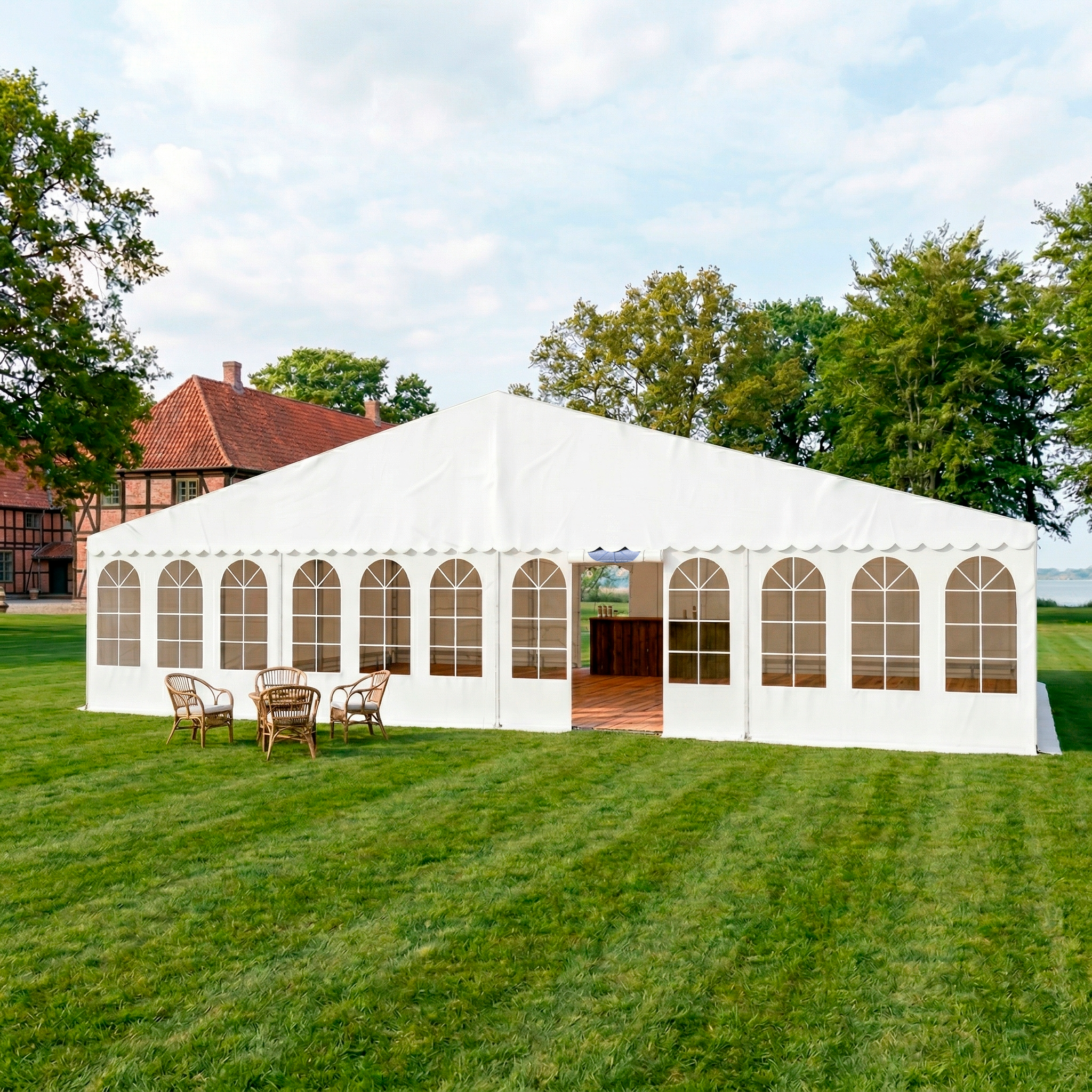 Partytelt Komplet 12 x 9 mtr. HVID