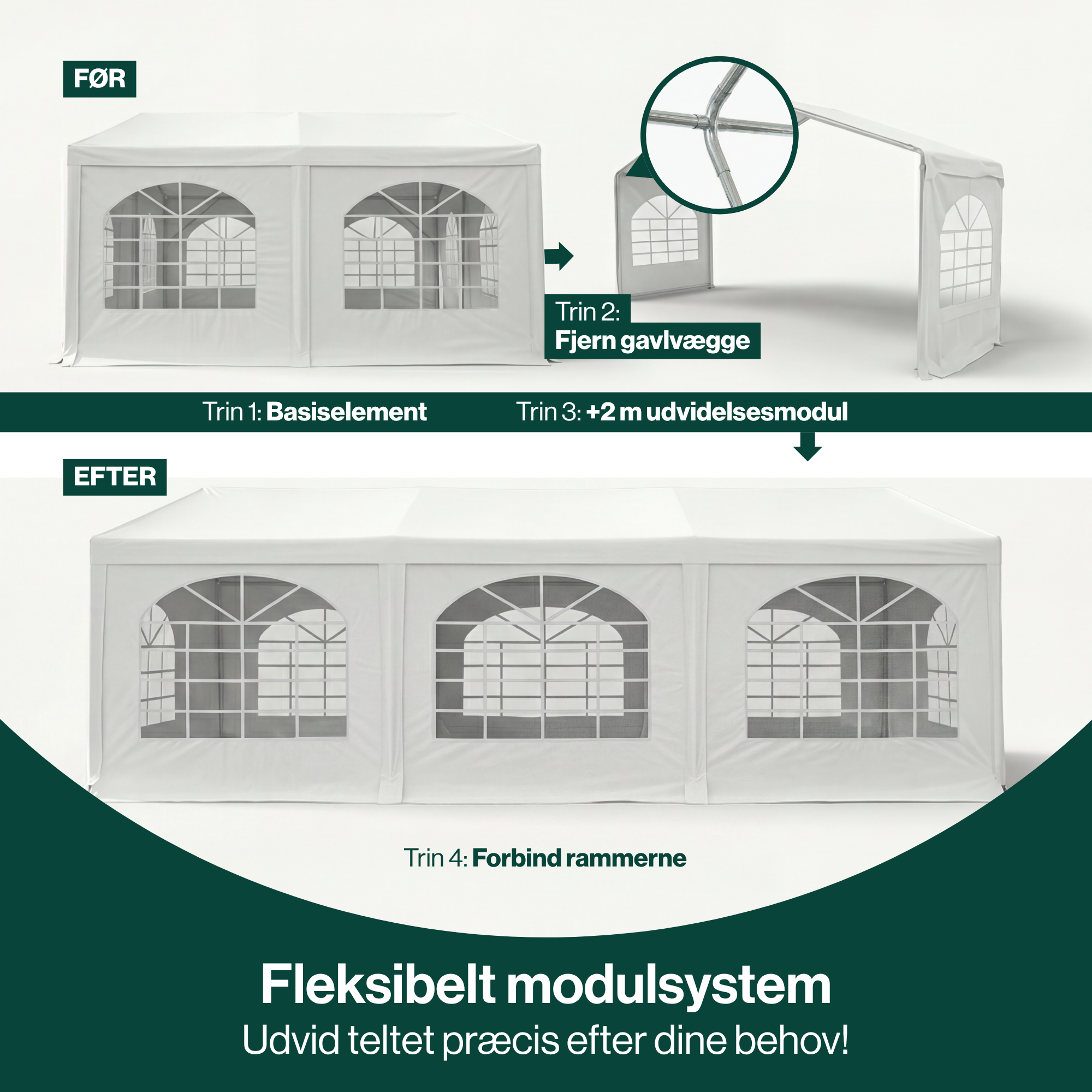 Startfag Tent for Events 6x4m inkl. sider, tag og gavl