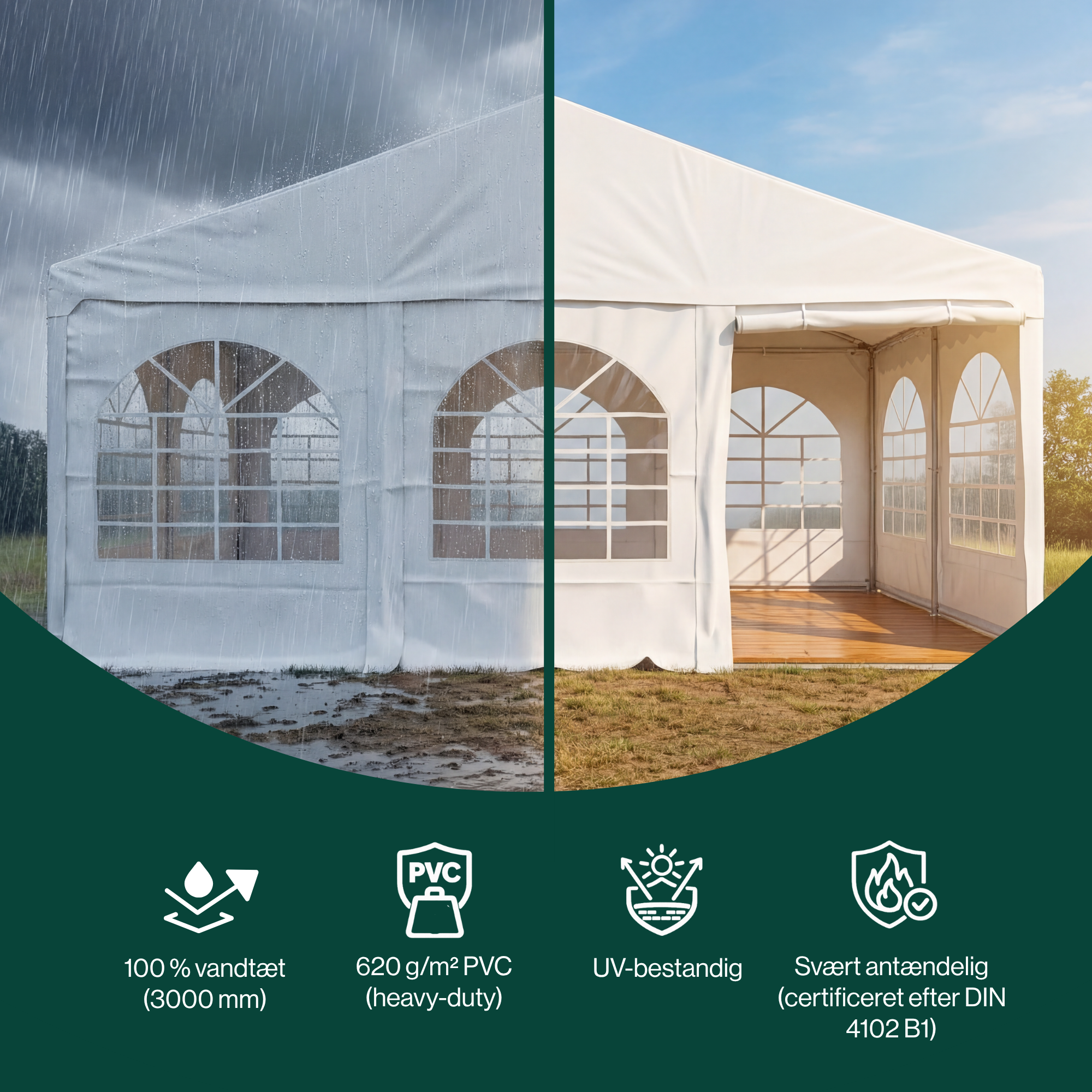 Startfag Tent for Events 6x4m inkl. sider, tag og gavl