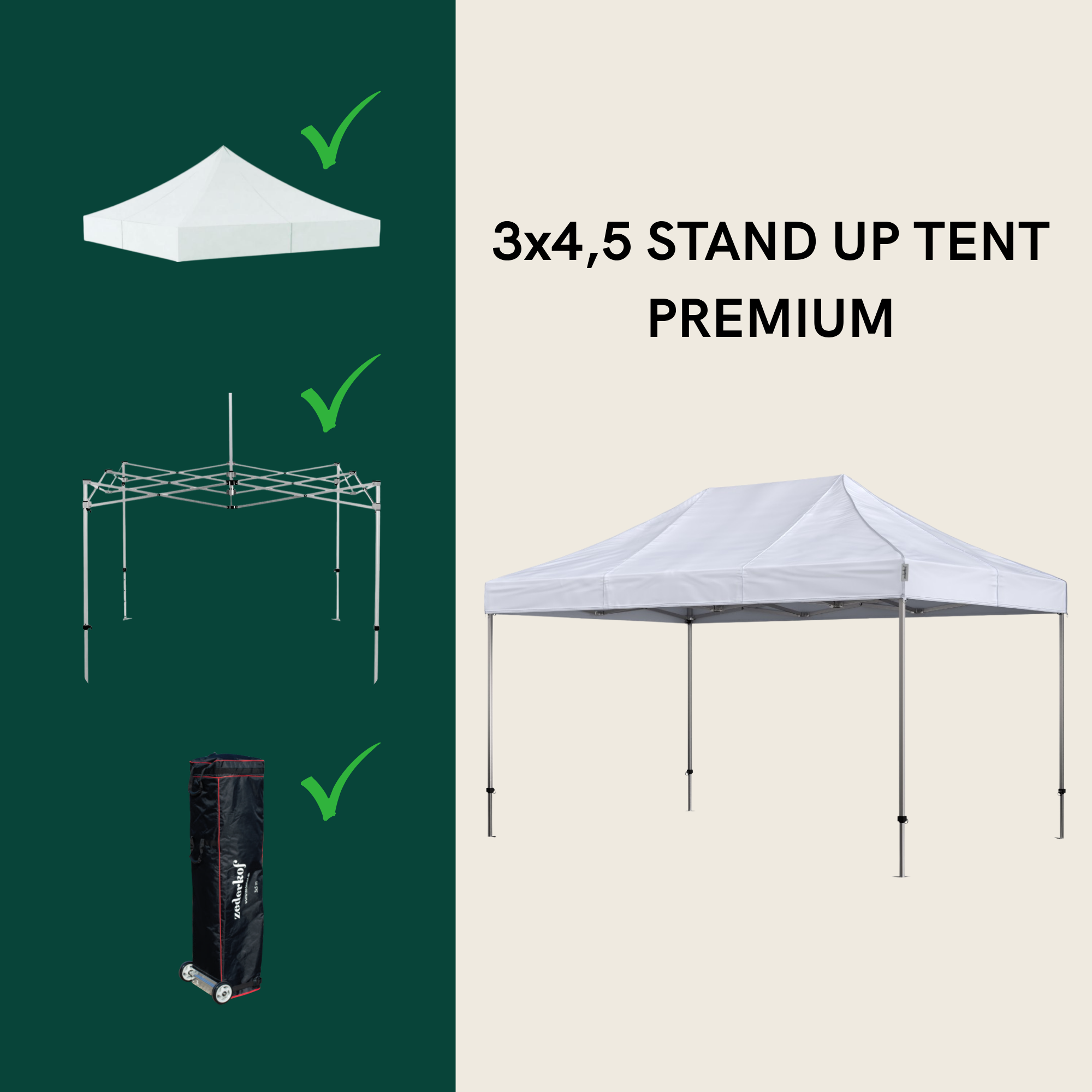 Stand Up Foldetelt Komplet 3x4,5m Premium