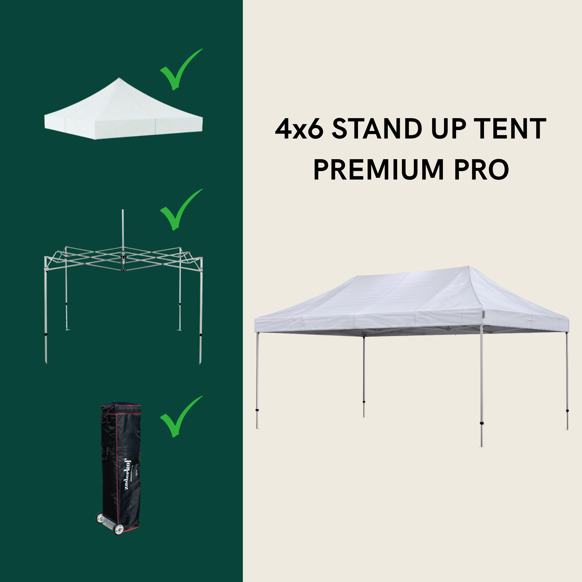 Stand Up Foldetelt Komplet 4x6m Premium Pro