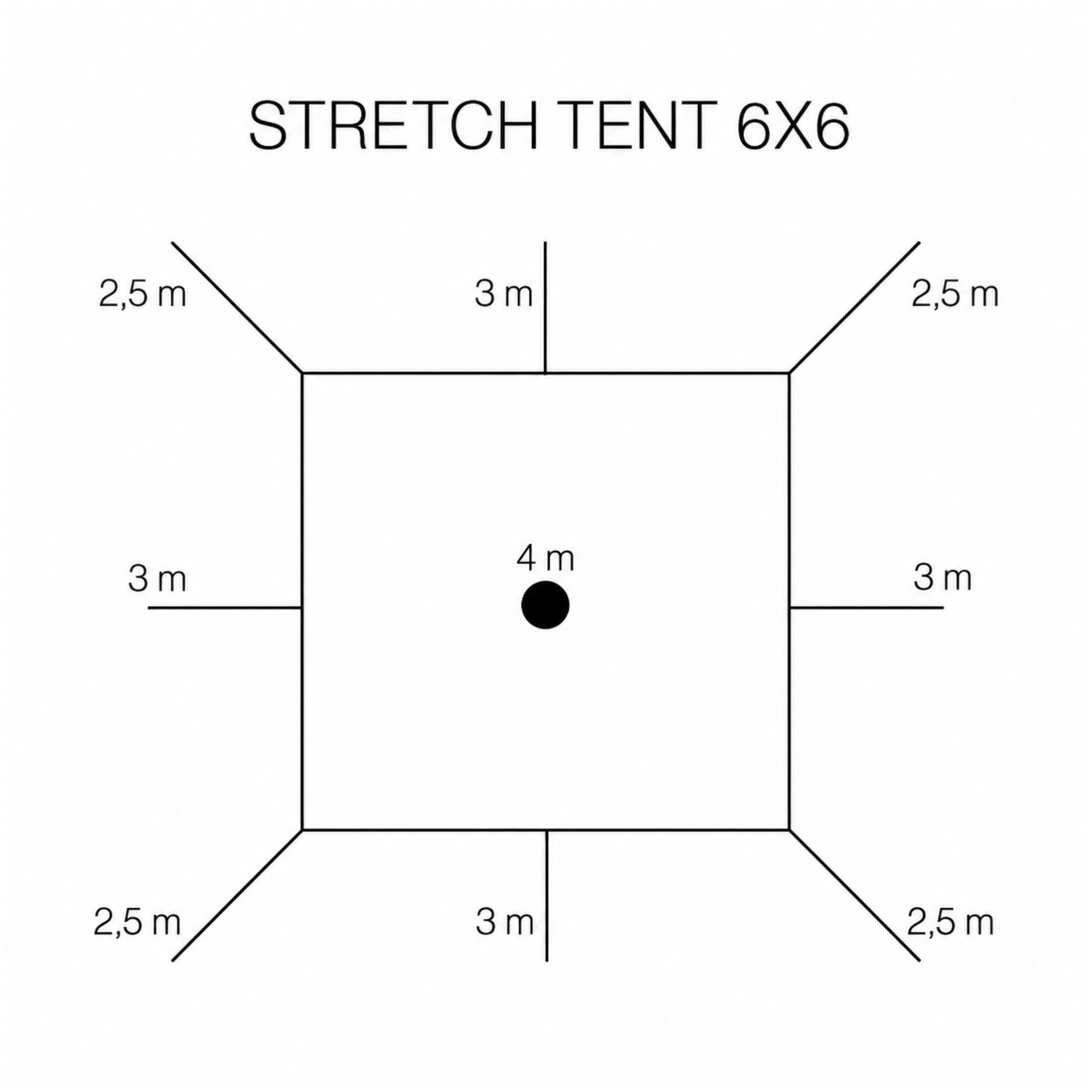 Stretch tent 6x6m - SAND - Komplet