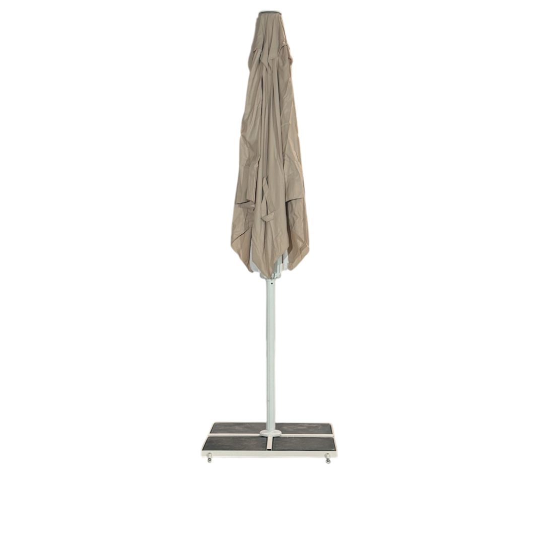 Kæmpeparasol 5x5m komplet m/frise - Hvidt Stativ