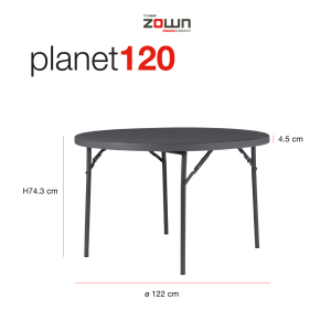 Zown New Classic – rundt klapbord Planet Ø120 cm