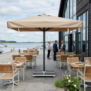 Kæmpeparasol 3x3m komplet m/frise - Gråt Stativ