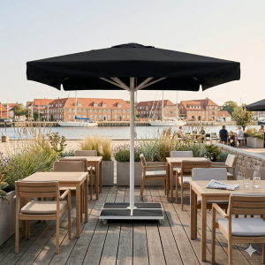 Kæmpeparasol 3x3m komplet m/frise - Hvidt Stativ