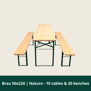 Brau 50x220 | Natur - 10 borde og 20 bænke