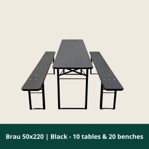 Brau 50x220 | Sort - 10 borde og 20 bænk