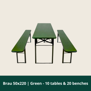 Brau 50x220 | Grøn - 10 borde og 20 bænk