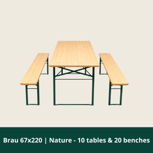 Brau 67x220 | Natur - 10 borde og 20 bænk