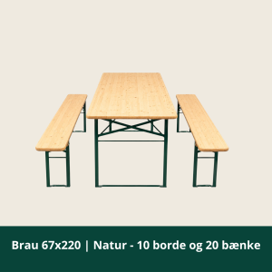 Brau 67x220 | Natur - 10 borde og 20 bænk