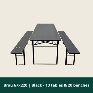 Brau 67x220 | Sort - 10 borde og 20 bænk