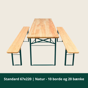 Standard 67x220 | Natur - 10 borde og 20 bænk
