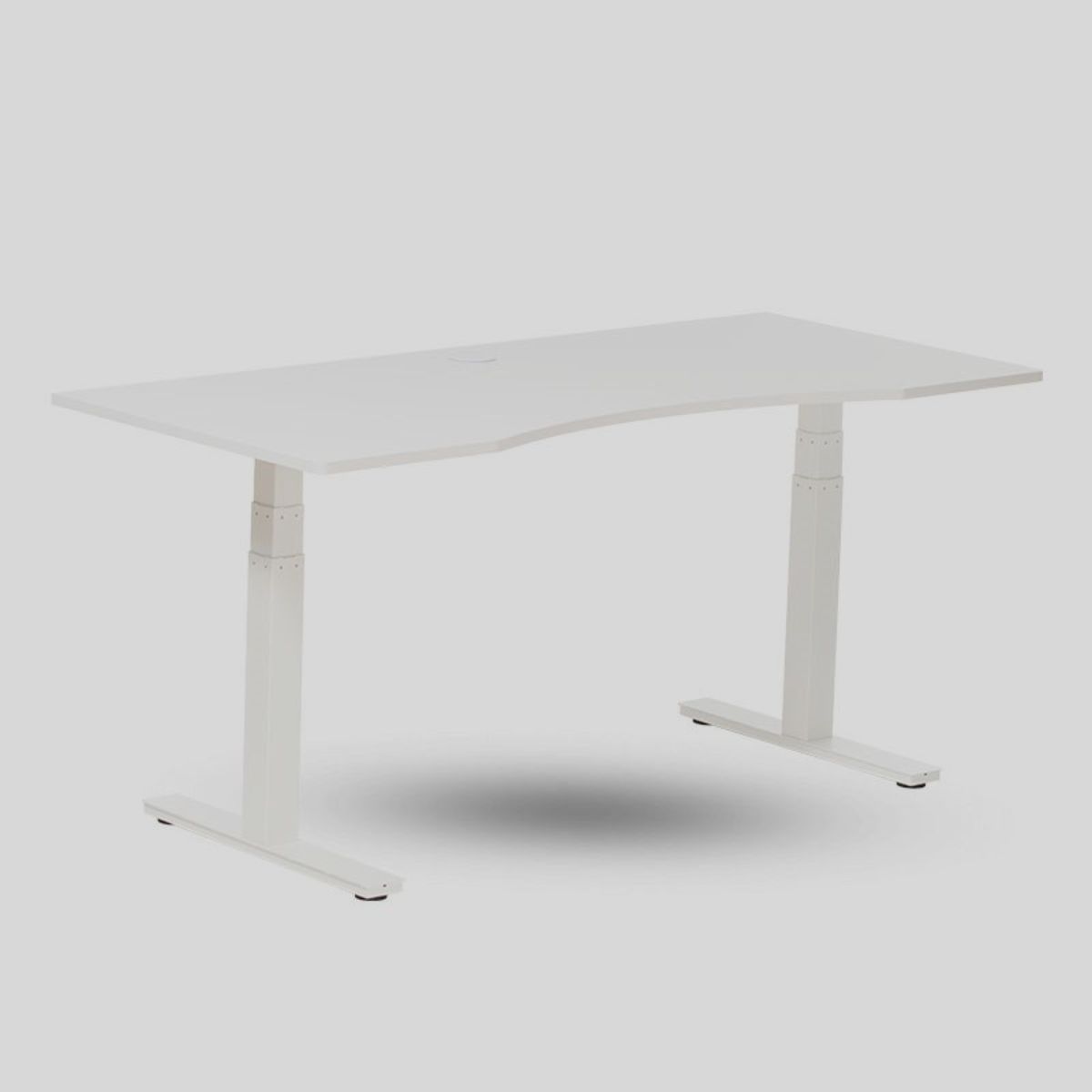One Hæve/sænkebord, m/udskæring - 160x80cm - m/motor - Hvid-hvid